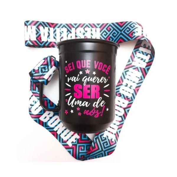 Caneca de alumínio personalizada com tirante