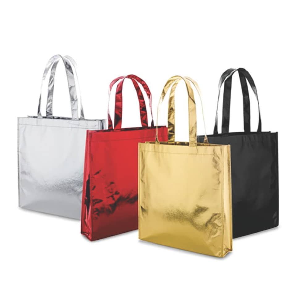 Sacolas Metalizada Gravada 45 Peças Preta