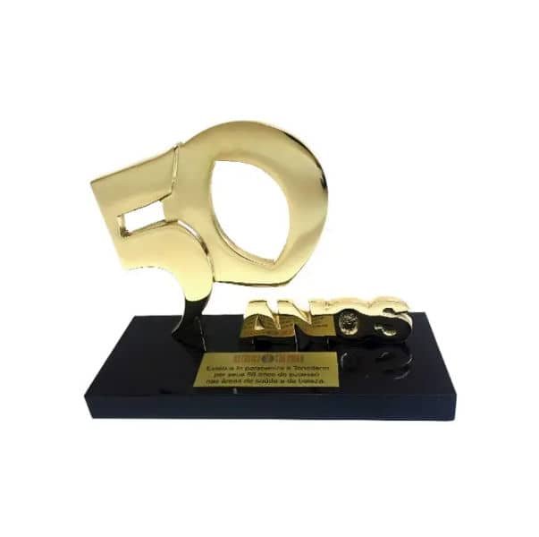 Troféu 50 anos personalizado