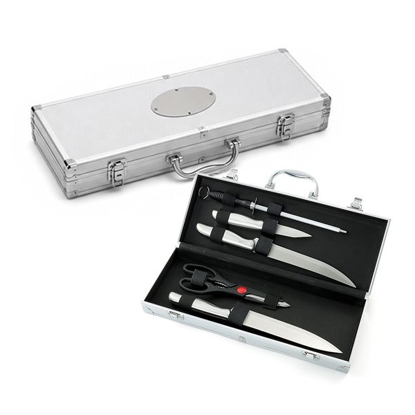 Kit Churrasco Professional 5 Peças em Maleta de Alumínio