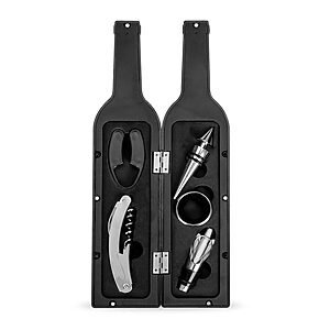 Kit Vinho 5 Peças Formato Garrafa com Estojo Magnético